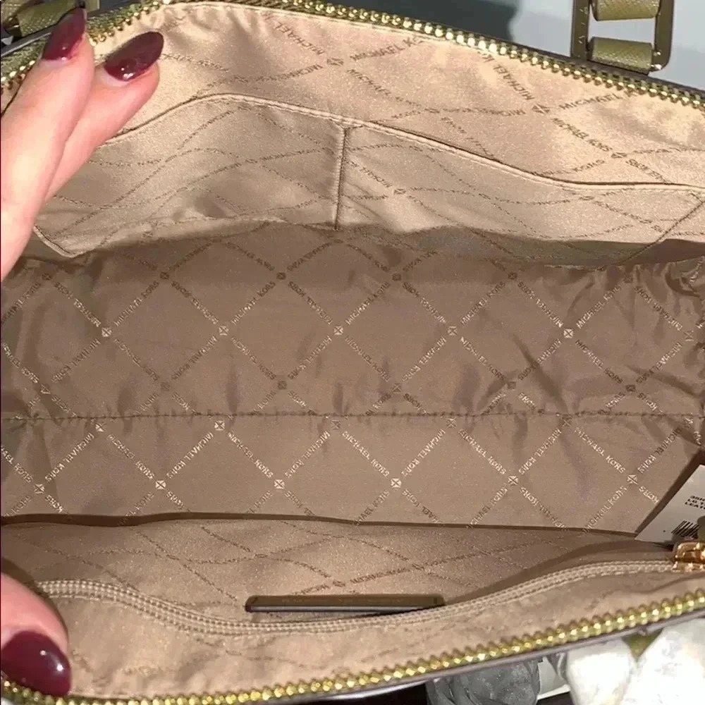 Michael Kors Ciara Duffle Solid olive green color set - Picture 8 of 15